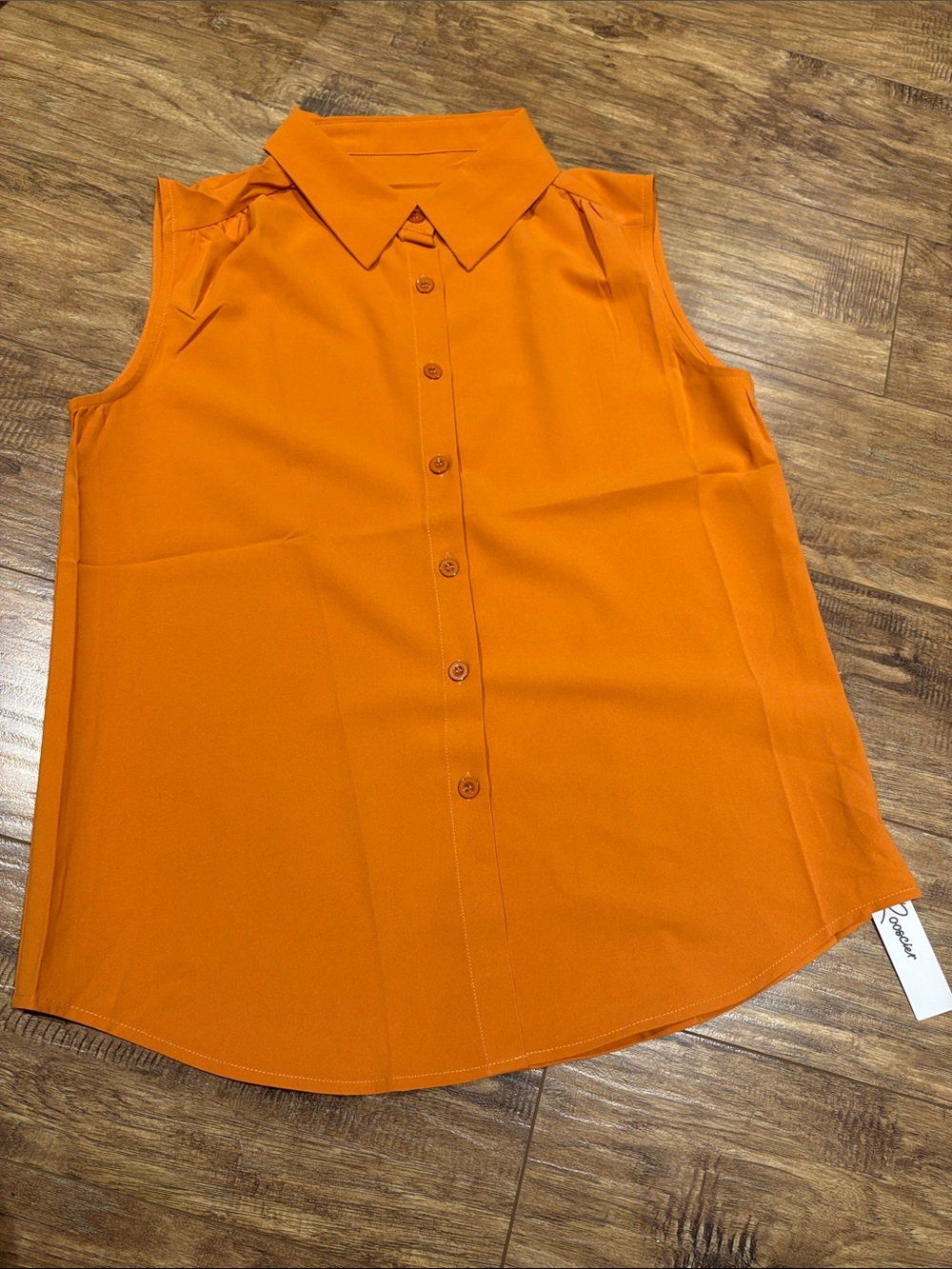 Women's Sleeveless Button-Down Shirt in Orange